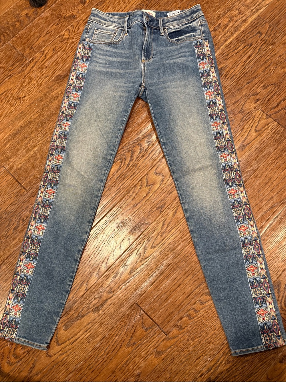 Driftwood Blue Denim Jeans with Patterned sides size 26